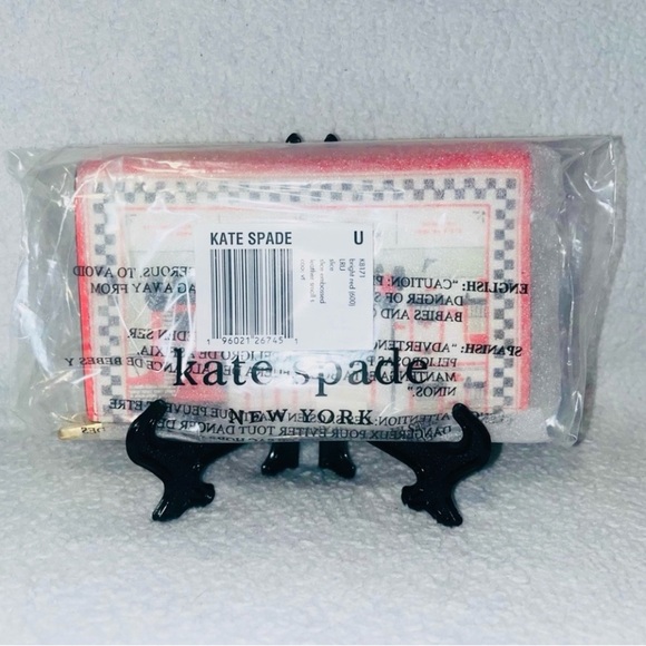 Kate Spade ♠️ Slice Pizza Shop 🍕Embossed Leather Small Slim Bifold Wallet - Picture 4 of 10